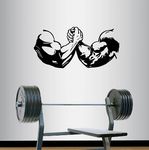 Wall Vinyl Decal Home Decor Art Sticker Arm Wrestling Sports Strong People Men Bodybuilder Sportsman Gym Fitness Room Removable Stylish Mural Unique Design