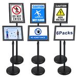 NewZeal 6 Pack A4 Poster Stand Floor Standing Display Holder Snap Frame Stand Aluminum Sign Holder, Angle & Height Adjustable Telescoping，Notice Stand for Wedding/Business Activities Display（Black）