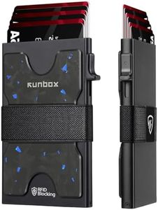 RUNBOX Slim Card Holder Wallet for Men, Minimalist RFID Blocking Wallet with Pop-Up Function, Ultra-Thin Design, Metal Business Card Cases holds 12+ Cards, Gifts for Men, Men's Accessories