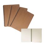 ZMCYN 3 Pack Spiral Notebook A4 Kraft Cover Notebooks, Wirebound Notepad Blank Paper Journal Notebook, Spiral Sketchbook for Travelers, Students, Office 120 Pages/60 Sheets