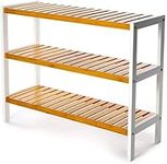 Vencier 3 Tier Bamboo Shoe Racks Storage Stand Shelf Organizer, 12 Pair of Shoes 70 x 26 x 55cms - Ideal of Corridor,Living Room, Bathroom, Bedroom or Hallway (Natural & White)