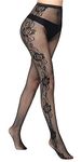 Simply Joshimo Womens Fishnet Black Rose Floral Net Patterned Tights/Pantyhose