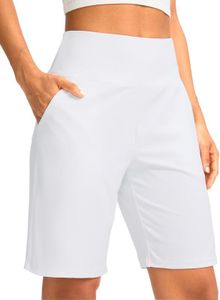 G Gradual Women's Bermuda Long Shorts with Pockets High Waisted Knee Length Shorts for Women Walking Athletic Workout(White,3XL)