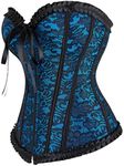 Hengzhifeng Corset Tops for Women Gothic Pattern Bustiers Zip Party Clubwear Plus Size (AU 2-4,Blue)