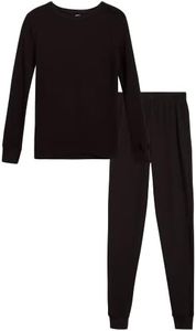ONLY BOYS Thermal Underwear Set 2 Piece Waffle Knit Top and Long Johns (2T-16), Size 810, Black