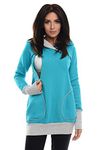 Purpless Maternity 2in1 Pregnancy Nursing Sweatshirt Hoodie Woman Top 9056 (4, Turquoise)