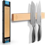 Zulay 11.75" Seamless Maple Wood Magnetic Knife Holder - Wooden Magnetic Knife Strip for Organizing your Kitchen - Elegant & Multifunctional Magnet Holder for Wall with Easy Installation
