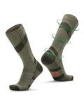 DANISH ENDURANCE Merino Ski Socks, 18-23mmHg Compression, Padded for Shin Protection, for Men & Women, Unisex, Khaki, 6-8