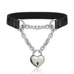 Alona Magic Goth Choker Necklaces for Women, Black Choker and Heart Padlock Day Collar with Key, Black PU Leather Choker Collar for Women, Faux Leather Stainless Steel