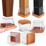 Chair Leg Floor Protectors 16Pcs Silicone Chair Leg Covers. Protective Caps for Chair Legs with Stronger Felt Slide, Avoid Noise and Scratches (Square L Fit:1 1/8"~1 9/16" (27~40mm))