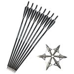 SHARROW Crossbow Bolts Arrows 16" 17" 18" 20" 22" Carbon Arrows with Replaceable Broadhead for Archery Practise Hunting Crossbow Arrows (Black, 20")