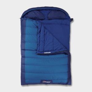 Berghaus Double Sleeping Bag with Built-in Pillow – Waterproof, 2-3 Season, Blue