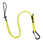 BearTOOLS Tool Lanyard with Buckle Strap - Clip Bungee Cord - Heavy Duty Screw Locking Carabiner - Fall Protection and Safety - Adjustable Loop End - Tough Tether - Construction - 1PK (Yellow 0921YS)