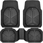 CAR PASS Heavy Duty Rubber Car Mats, Deep-Dish Odorless Car Floor Mats All Weather, Universal Trim-to-Fit for SUVs Trucks Sedans, Waterproof Anti-Slip, 3 Pieces V12 Black