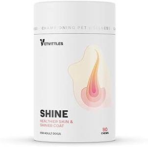 VetVittles Shine for Adult Dogs - Natural Skin & Coat Support - Promotes Healthy Skin, and Shiny Coat, May Help Reduce Shedding - 90 Soft Chews