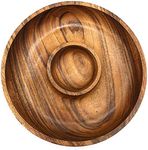 WEBHUSHI Acacia Wood Chip and Dip Specialty Salsa Bowl Plate Tray 10' D x 1.5" Thick (Brown)