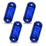 Side Marker Lights 12V Blue,4PCS Oval LED Front Rear Lights Lamps Indicator of Position Light Recovery Truck Side Lights IP65 for Truck Trailer Van Caravan Lorry Car Bus