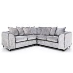 Furnishings For Less UK New 2 Corner 2 Crystal Sofa Silver Scatter Back Dual Arm 5 Seater (Silver, Large 2 Corner 2 Scatter Back)