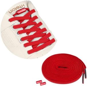 Polly Online Elastic No Tie Shoelaces with Metal Buckes One Size Fits All Adult and Kids Shoes (Red)