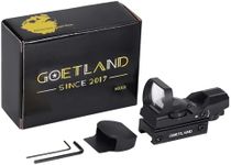 Goetland Reflex Sight Adjustable 4 Reticle Patterns Green Red Dot Illuminated 33mm Lens with 20mm Rail for Airsoft Tactical Hunting