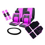 Xtremeauto® Universal RS Car Front and Rear Seat Cover and Floor Mat Set (Pink)