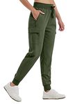 Willit Women's Cargo Hiking Pants Lightweight Athletic Outdoor Travel Joggers Quick Dry Workout Pants Water Resistant Army Green L