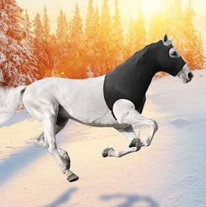 Hilltown Breathable Horse Hood, UV Protection Horse Slinky for Outdoor, Slim Fit and Silky, Fly Defense, Friction-Free & Comfort for Your Equine Partner (Long, Black, Pony)