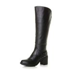 AJVANI Block high Heel Wide Calf Zip Stretch Biker Knee Boots Size 7 40 Black