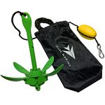 ISURE MARINE Kayak Anchor Kits Portable Folding Anchor Buoy Kit Canoe Kayak Raft Boat Sailboat Fishing 3.5 lbs Marine Rope Complete Folding Grapnel Anchor Kit for Kayaks, Small Boats, Jet Ski etc