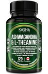 KASHA Nutrition Ashwagandha QCE 3000 mg and L-theanine 100 mg Per Capsule | High Potency 10:1 Extract, Expert Formulated | Proudly Canadian | No Additives (120 Count)