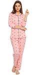 ZEYO Women's Cotton Heart Printed Peach Pajama Set/ Night Suit Set Of Shirt & Pyjama 5152