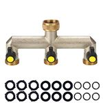 Brass Garden Outside Tap Splitter 3 Way Hose Manifold,3/4" Tap Diverter Adapter Hose Pipe Tap Splitter Outdoor,Multi Tap Connector,Faucet Splitter,Hose Bib Splitter,3 Way Diverter with On/Off Valves