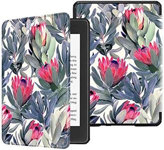 T Tersely Slimshell PU Leather Case Cover for All-New Kindle 11th Generation 2024/2022 Release (Will not fit Kindle Paperwhite or Oasis), Smart Shell Cover with Auto Sleep/Wake - Grey Flowers