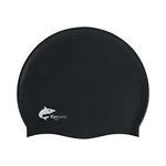 Flintronic Silicone Swimming Caps, Adult Unisex Swim Hat, Hypoallergenic Waterproof Swimming Caps for Men, Women - Black