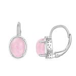 CRMAD Rose Quartz Earrings for Women Sterling Silver Rose Quartz Leverback Earrings Jewelry Gift for Girls (rose quartz)