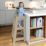 Stepup Baby Toddler Tower with Adjustable Step, Varnished Montessori-Inspired Toddler Step Stool, Standing Tower for Kids, Fits Under Kitchen Counters, Adjustable for 18 Month - 5 Years