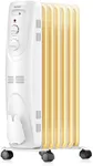 PELONIS Basic Electric Oil Filled Radiator, 1500W Portable Full Room Radiant Space Heater with Adjustable Thermostat, White