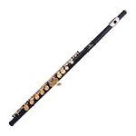 Kadence Closed Open Hole Metal Flutes Key of C 16 Key for Beginner, Kids, Student Black Gold Nickel Flute with Leather Case