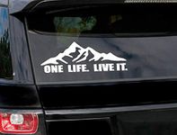 CVANU Mountain Adventure One Live. Live IT Car Stickers Exterior Windows Hood Bumper PVC Vinyl Size:- 15X30 White