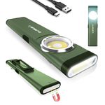 klarus E5 Mini EDC Torch,USB C Rechargeable Torches with 470 lumens COB Work Light，Flat Flashlight with Magnetic Base and Buckle Clip Suitable for Hiking, Camping,Emergency (Green