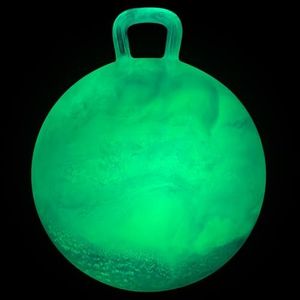 INPODAK Space Hopper for Kids Age 5, Glow in the Dark 18 Inches Hopping Ball for Kids 8 to 12, Glowing Jumping Ball with Handle, Night Garden Toy Hop Ball Inside Park Yard