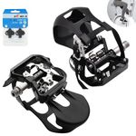 XEWEA Spin Bike Pedals with Toe Clips Compatible with Shimano SPD Mountain Clipless Pedals(SPD Cleats Included),Dual Platform Pedals for Spin Peloton BMX MTB Trekking Bike - Aluminum Alloy A++