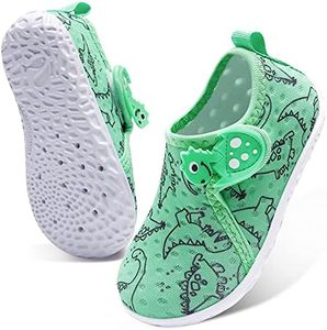 Baby Water Shoes Aqua Swim Shoes Athletic Sneakers Lightweight for Sports Green Dinosaur 6-12 Months Infant