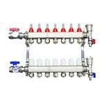 INTBUYING 7 Branch PEX Manifold PEX Floor Heating Floor Heating Manifold Stainless Steel Radiant Floor Heating Set (Include 1/2'' adapters) for Hydronic Radiant Floor Heating