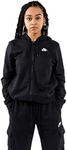 Nike Women's NSW Fleece Hoodie Full Zip Varsity, Black/Black/White, Large