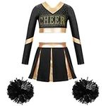 YUUMIN Cheer Leader Costume for Girls Child High School Cheerleading Uniform Dress Up for Party 6-16 Years Black C 8 Years