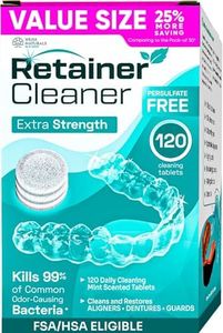 Weiss Naturals Retainer Cleaner Tablets, Invisalign Cleaner, Remove Stains, Odors & Plaque, PERSULFATE FREE Night Guard & Denture Cleaner 4-Month Supply, 120 Mint Scented Tablets