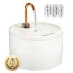 MISFANS Ceramic Cat Water Fountain, 2.1L/71oz Pet Fountain, Automatic Ceramic Drinking Fountain for Cats, Water Fountain Indoor with Ultra-Quiet Pump and Filter & Sponge (White)