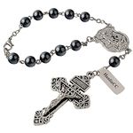 HanlinCC Saint Michael Evil Protection One Decade Catholic Rosary for Car or Truck Rearview Mirror, Zinc, zinc alloy