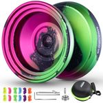 MAGICYOYO V8 Responsive Yoyo for Kids and Beginners, Dual Purpose Yoyo for Advanced Player, Professional Tricks Yoyo with Unresponsive Yoyo Bearing + 12 Yoyo Strings + Yoyo Bag(Black Green Pink)